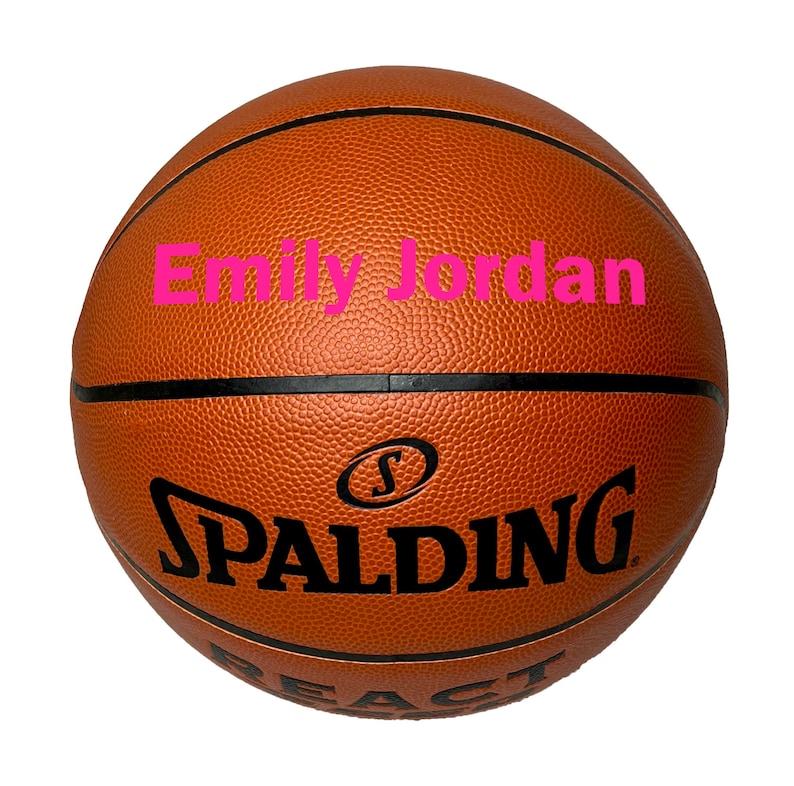 Customized Spalding Basketball with Pink Text