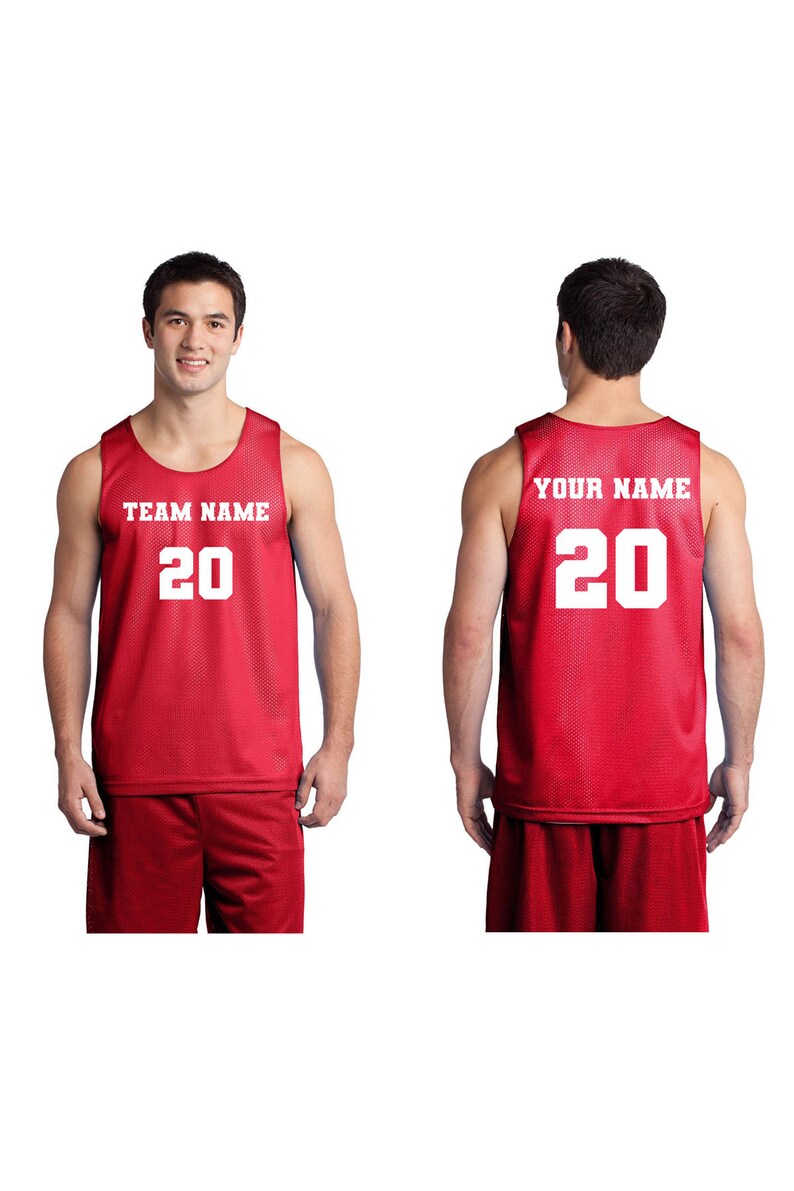 Customized Personalized Basketball Team Jersey Red Front and Back