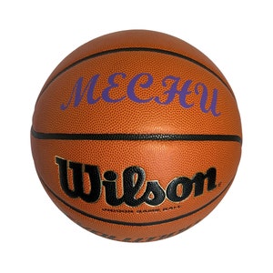 Customized Personalized Wilson Evolution Basketball with Purple Text