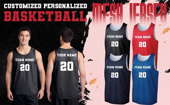 SportsCustomsLLC Customized Personalized Basketball Mesh Jersey Youth and Adult Sizes Custom Player Name and Jersey Number Reversible Side Also Customized