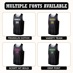 Multiple Font Options Available for Customized Basketball Jersey
