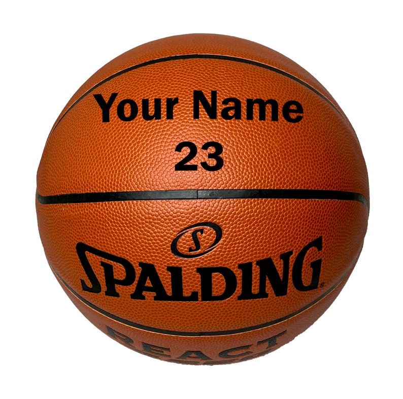 Customized Spalding Basketball with Black Text and number