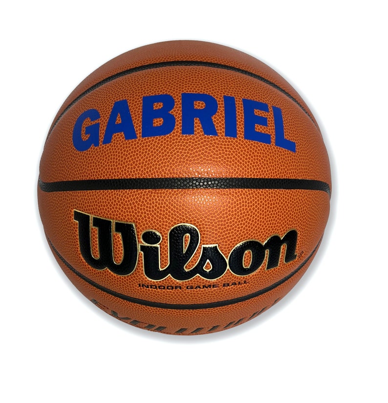 Customized Personalized Wilson Evolution Basketball with Blue Text