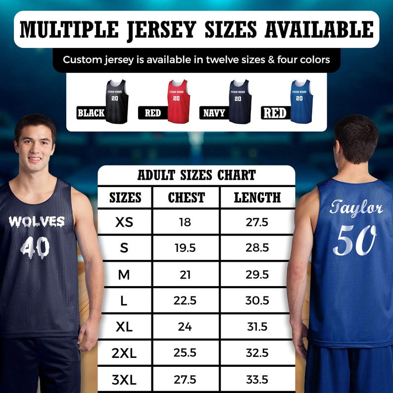 Basketball Jersey Sizes for Customized Basketball Mesh Jersey