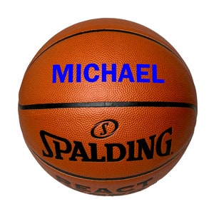 Customized Spalding Basketball with Blue Text