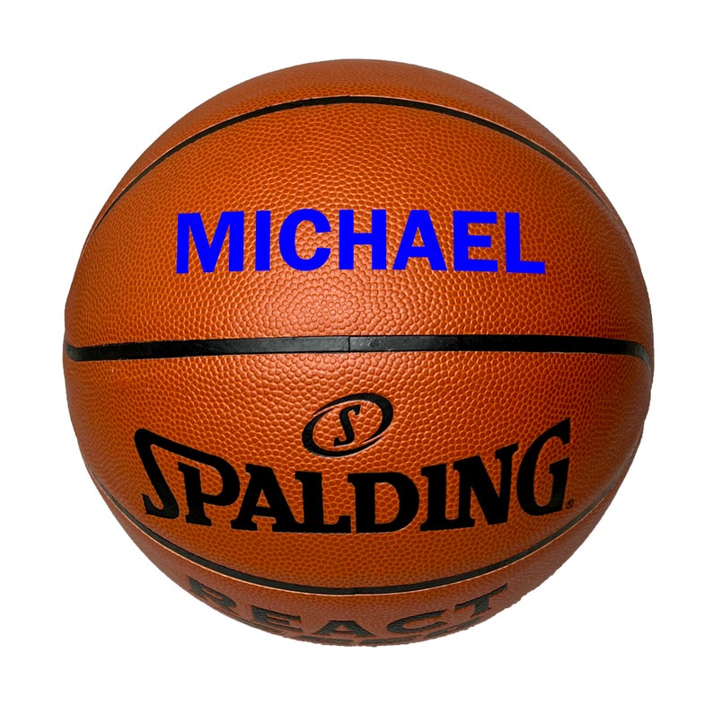 Customized Spalding Basketball with Blue Text