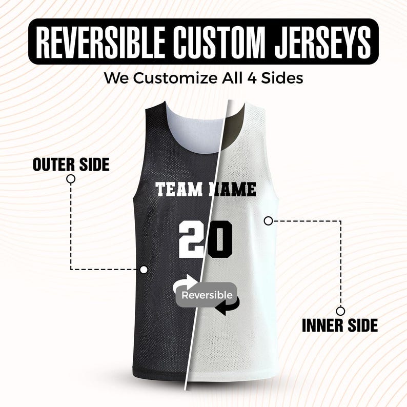 Customized Basketball Mesh Jersey with Reversible Side Personalized