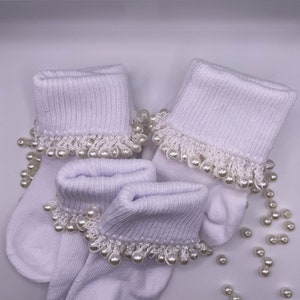 Beaded Socks - Hand Crocheted with Pearl Beads