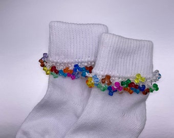 Beaded Socks - Crocheted with tri-beads