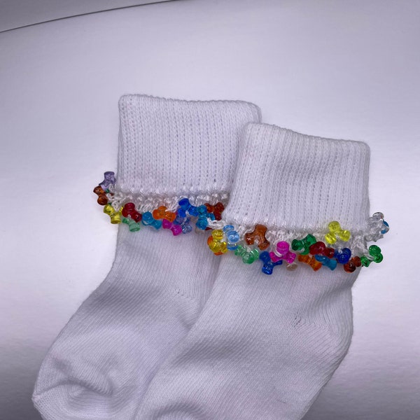 Beaded Socks - Crocheted with tri-beads