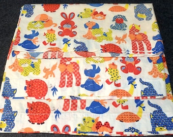 Curtains ~ Handmade for Child's Room ~ Vintage 1975 ~ Colorful Animal Print