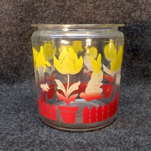 Cookie Jar/Canister ~ Colorful Animal and Flower Print ~ Vintage Biscuit Jar