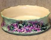 Antique Limoges Violets Pudding Dish T V France Depose Hand Painted