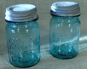 Ball Perfect Blue Mason Jars with Porcelain Lined Zinc Lids