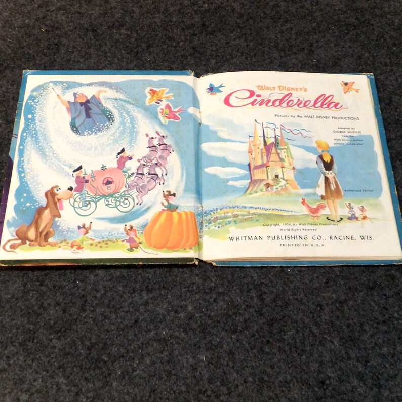 Walt Disney S Cinderella 1950 S Story Book Whitman Publishing Etsy