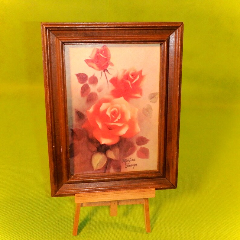 Marjorie Sharpe ~ Litho Print of Pink Roses ~ Vintage 1970/'s