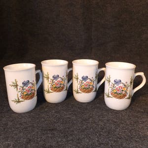 Flower Basket Mugs - Set of 4 - Made in Korea
