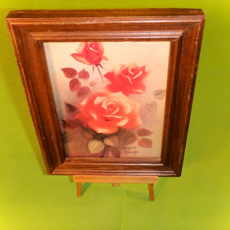 Marjorie Sharpe ~ Litho Print of Pink Roses ~ Vintage 1970/'s