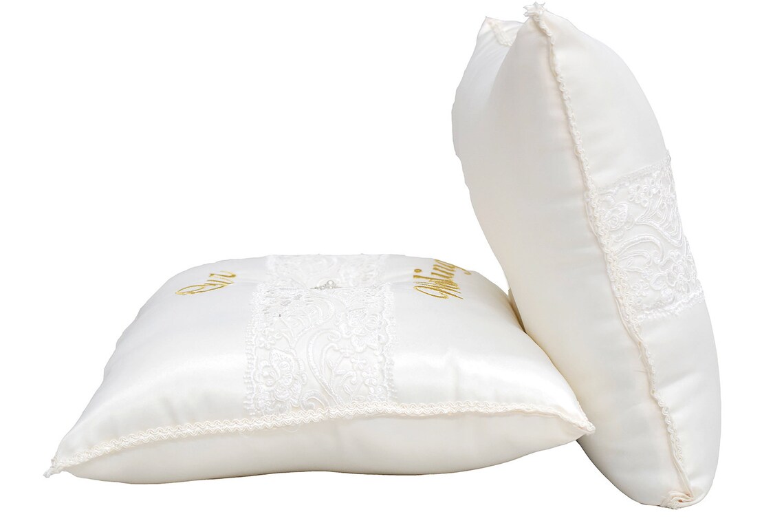 White or Ivory Wedding Kneeling Pillows Set Embroidered Our Etsy