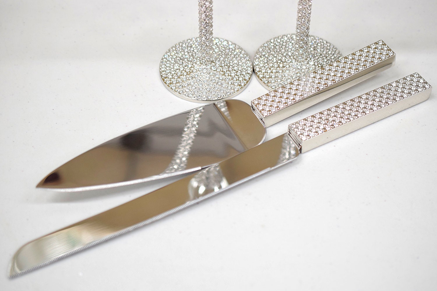 Personalized Silver Rhinestone Crystals Wedding Flutes, Toasting ...