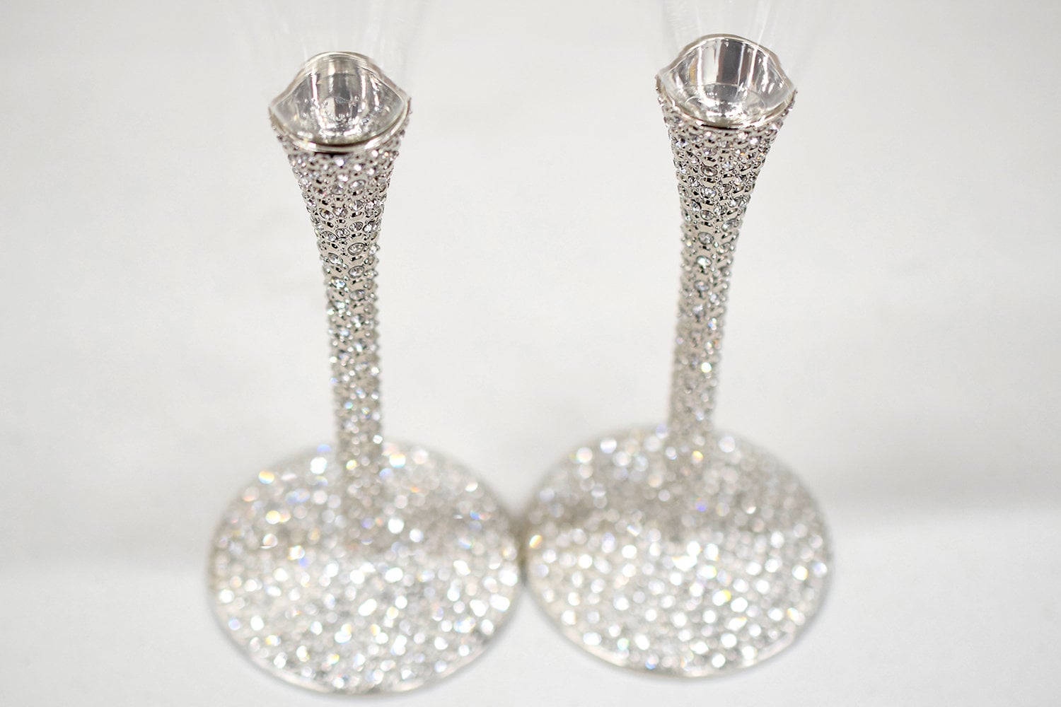 Personalized Silver Rhinestone Crystals Wedding Flutes, Toasting ...