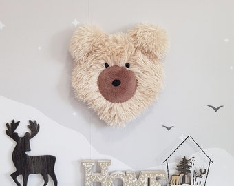 Faux Animal Head Wall Mount - Bear Nursery Decor - Gender-Neutral, Pictured Rug- 45"