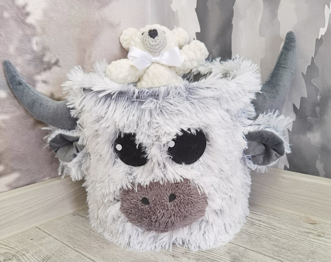 Farmhouse Highland Cow Nursery Basket: Baby Shower Gift, Farm Animal Storage, Nursery Decor, Pictured Rug- 58" X 48"