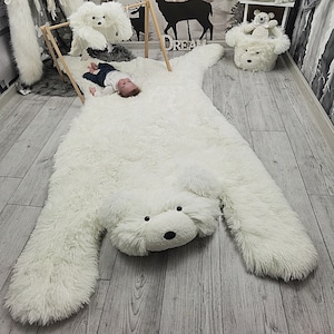 Personalisierter Eisbär-Teppich - Minky Tierteppich für Jungen-Kinderzimmer-Dekor, kundenspezifischer flauschiger Baby-Kinderzimmerteppich, ideales Babypartygeschenk