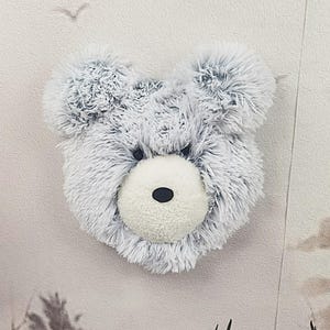 Gray Bear Head Wall Mount - Faux Taxidermy Nursery Decor - Woodland Animal Trophy image 2