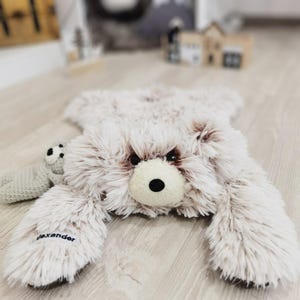 Personalisierte Bär Lovey - Baby Schmusetuch, individuelles WaldKinderzimmer Geschenk mit Namen