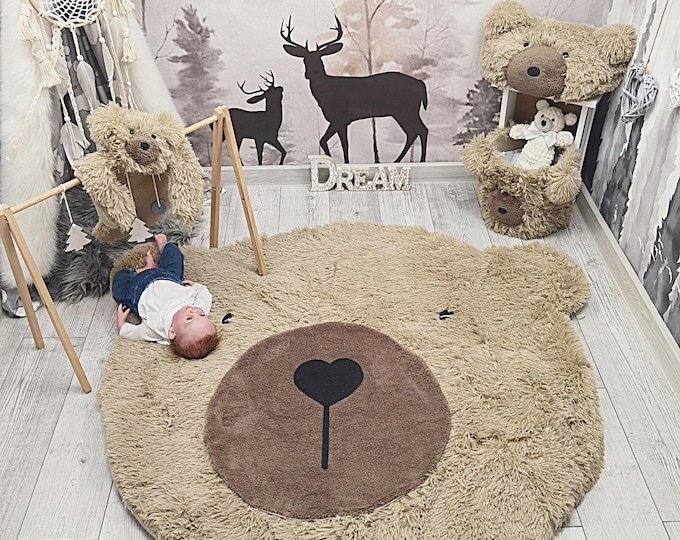 Personalized Bear Rug, Woodland Nursery Decor - Custom Baby Shower Gift