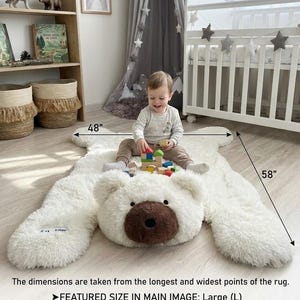 Alfombra de oso polar para la habitación del bebé - Alfombra de juego mullida, decoración personalizada con temática de bosque para bebés imagen 5