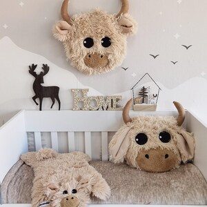 Cesto para berçário em formato de vaca das Terras Altas: Decoração para quarto de bebê em estilo fazenda imagem 4