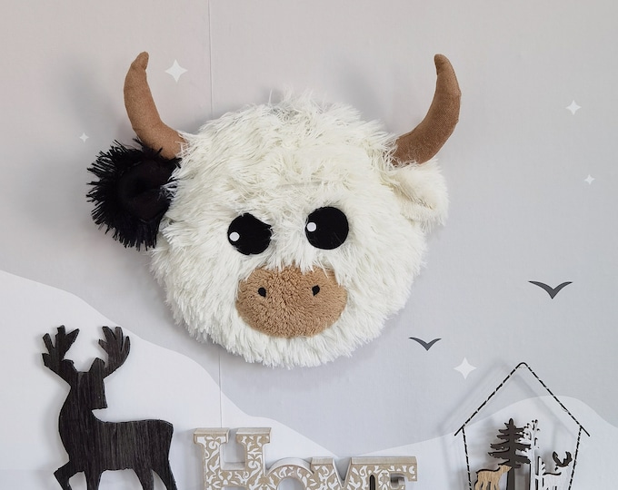 Wall Mounted Highland Cow Head Plush