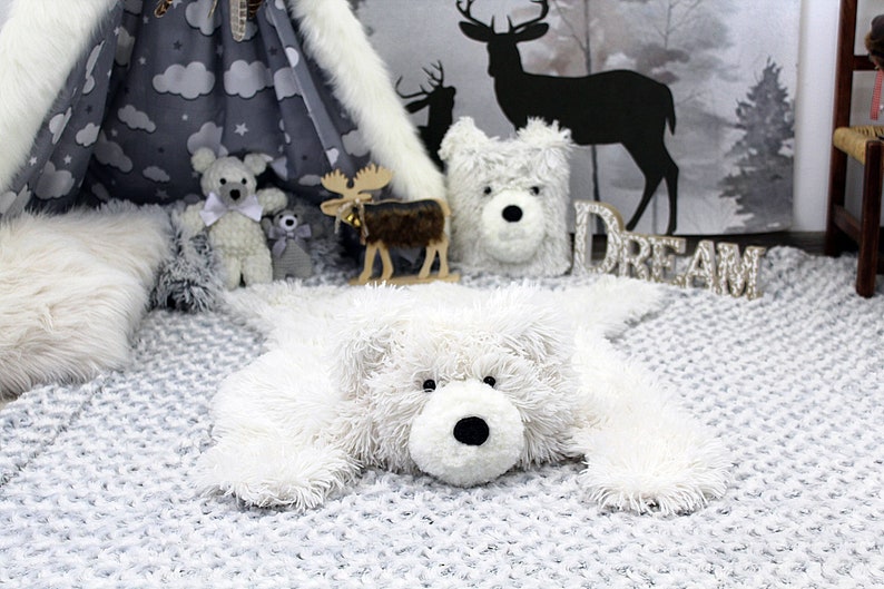 Polar bear rug Kids rug Nursery animal rug Bear baby shower Etsy