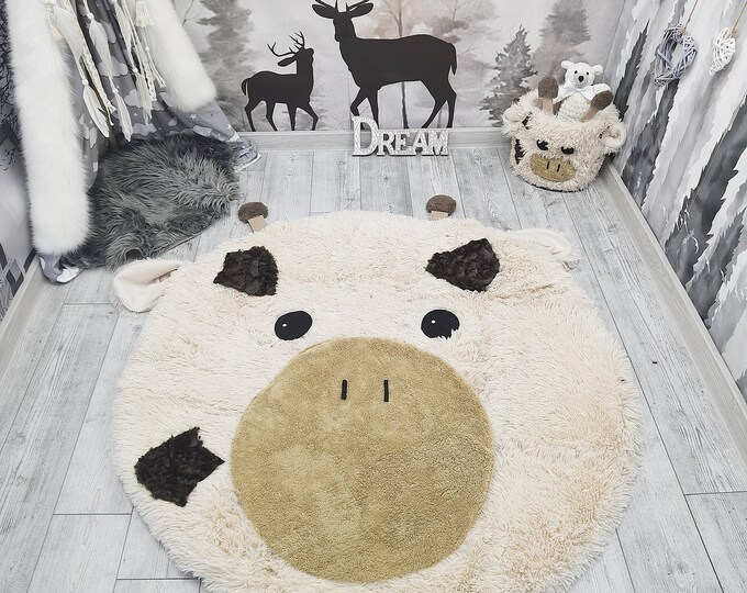 Giraffe Nursery Rug, Woodland Safari Baby Mat, Cute Animal Play Rug for Boy Girl Nursery, Jungle Theme Baby Shower Gift