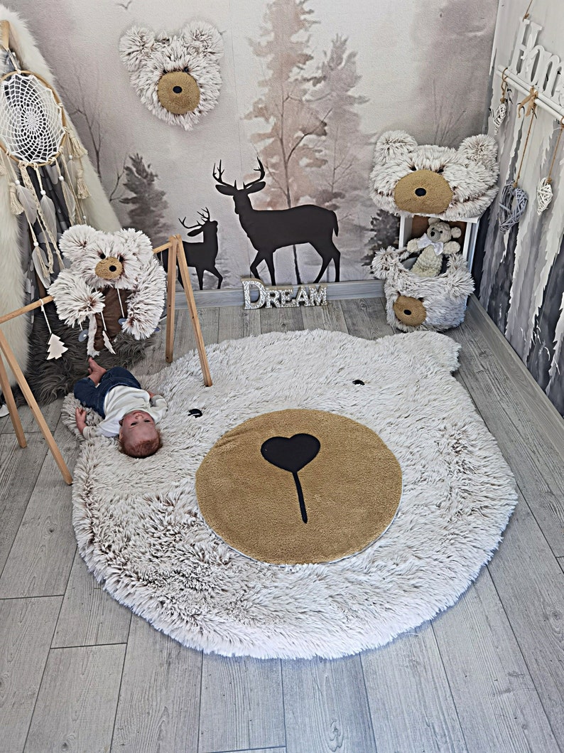 Personalized Bear Lovey Security Blanket Customizable Nursery Bear Rug, Soft Minky Cuddle Playmat, Handmade Plush Baby Shower Gift image 7