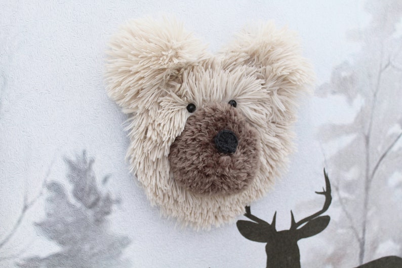 Plush Bear Head Wall Mount Faux Animal Head Wallmounted Etsy