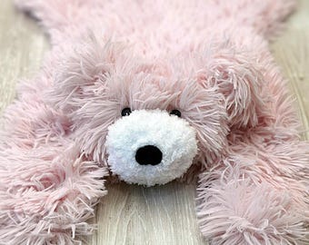 Pink Bear Lovey Blanket - Personalized Minky Security Blanket, Baby Comfort Toy, Custom Baby Shower Gift