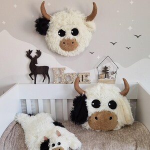Handmade Highland Cow Nursery Basket: Plush Farm Animal Storage Bin image 2