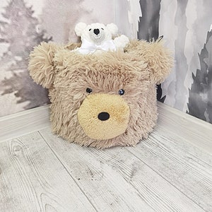 Benutzerdefinierte Bär Spielzeug Aufbewahrungsbehälter - Wald Kinderzimmer Dekor, personalisierte Kinderzimmer Organizer, handgefertigte Babypartygeschenk