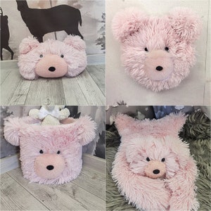 Pink Fluffy Woodland Bear Rug for Girl's Nursery - Personalized Baby ...