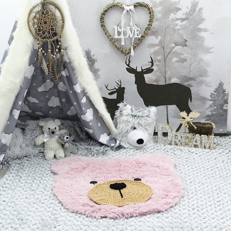 Nursery bear rug Animal rug Baby rug Rug for nursery Etsy