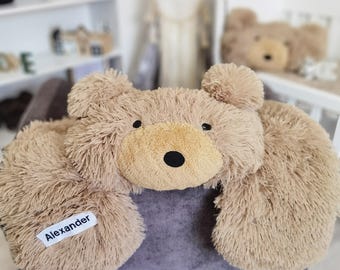 Minky Bear Nursery Rug - Plush Tummy Time Play Mat, Personalized Boy Gift