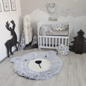 Gray Bear Head Wall Mount - Faux Taxidermy Nursery Decor - Woodland Animal Trophy image 6