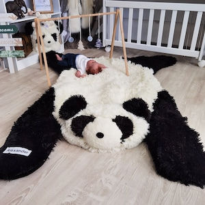 Personalisierter Panda Teppich im Kinderzimmer, Niedliches Tier-Dekor, Abgebildeter Teppich: 158cm X 122cm