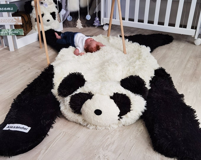 Personalized Panda Nursery Rug, Cute Animal Decor, Pictured Rug: 58" X 48"