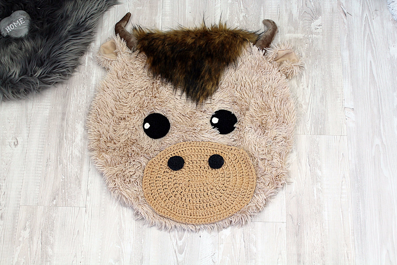 Nursery Cow Rug Highland Cow Design for Woodland Baby Etsy