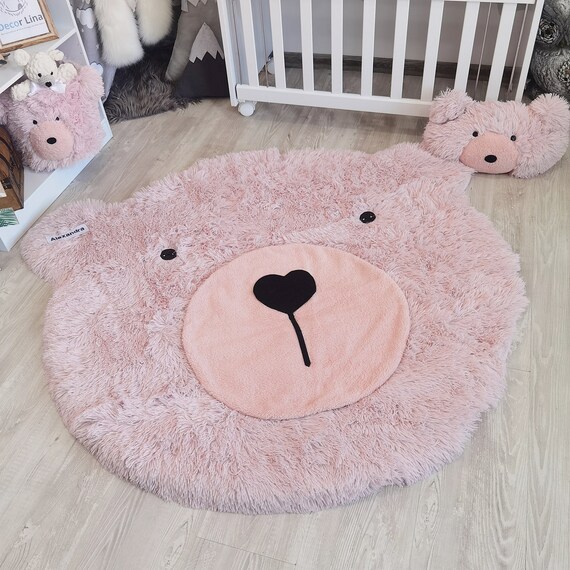 Tapis De Tente En Peluche Douce Pour Enfants - 100 Cm Rond, Rose - Coussin De Jeu Ou Revêtement De Sol - 6