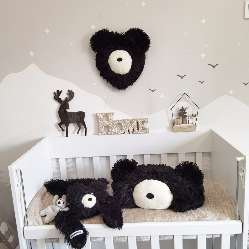 Handmade Bear Rug for Baby Boy, Woodland Nursery Rug, Soft Plush